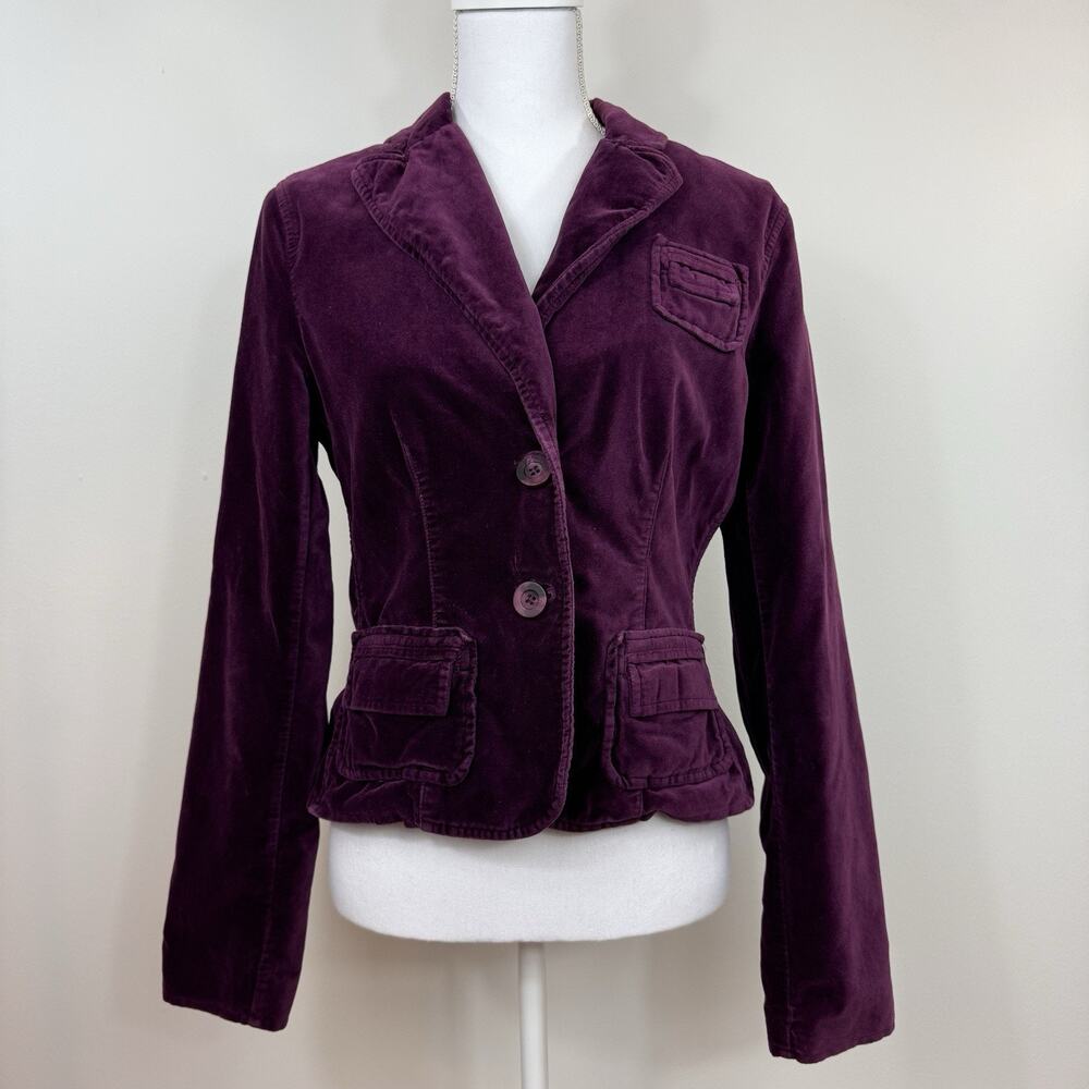 Women Size M Y2K Purple Velour Jacket Utility Coat Goth Bella Streampunk Gilmore